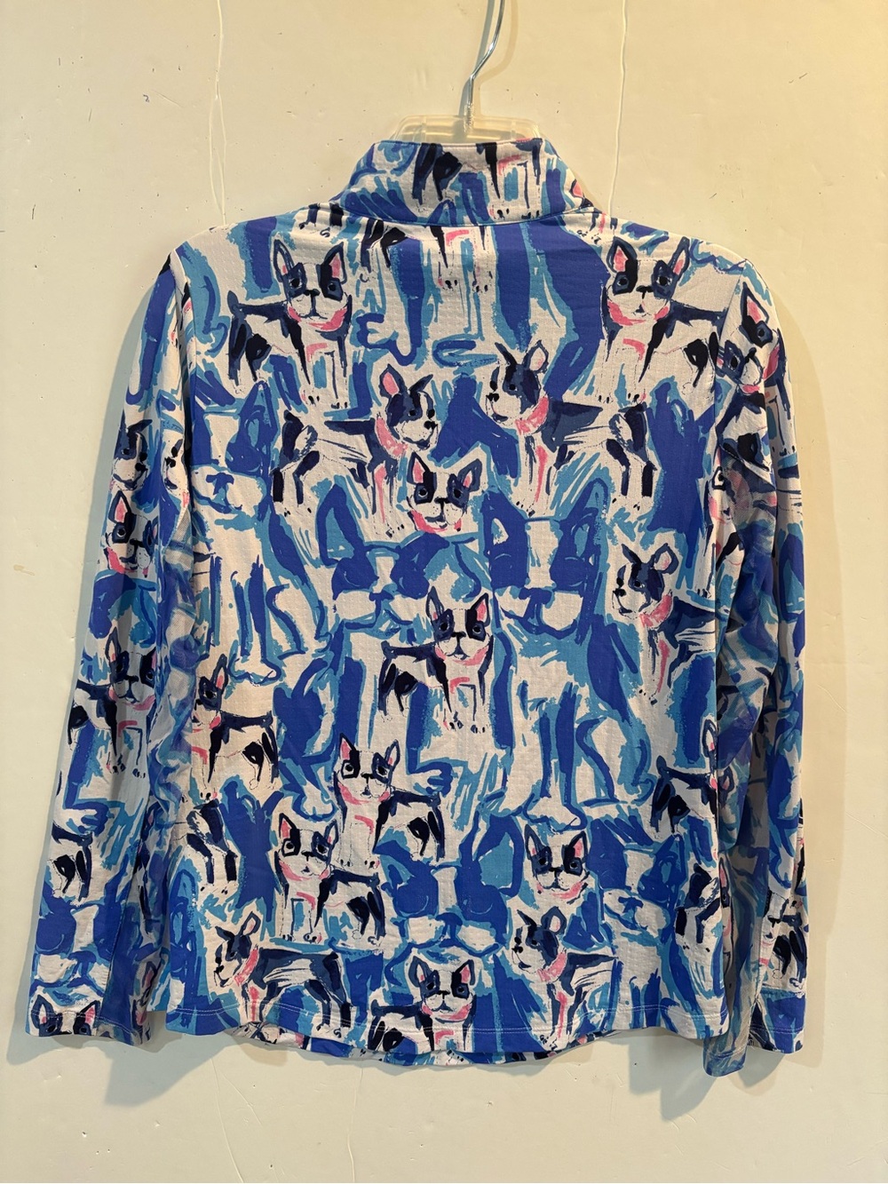IBKUL Blue & White Dog Print Quarter Zip-Front Pullover M - Picture 8 of 13